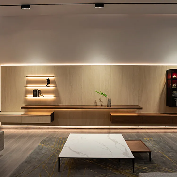 BKX Luxus-TV-Wand einheiten Wohnzimmer möbel Led Light Marmorplatte TV-Ständer und Couch tisch Set Holz-TV-Schrank Modern