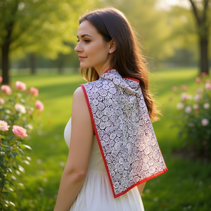 Pañuelo cuadrado FULAR de 70x70 cm con estampado de rosas, poliéster, informal, multifuncional - Product Image 3