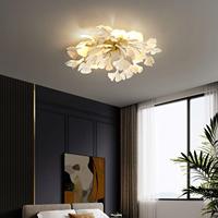 Lampu Plafon LED Mewah Ringan Grosir Desain Daun Ginkgo Kuningan Gaya Organik Modern untuk Ruang Tamu Kelas Atas Kamar Tidur Utama