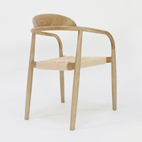 Chaise de salle à manger portable en bois massif au design nordique moderne, avec assise en corde tressée marron, idéale pour la maison et l'hôtellerie – Meilleure vente