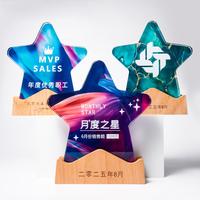 Trophée personnalisé en cristal en forme d'étoile ou de cœur, impression couleur intégrale, écologique, pour récompense d'entreprise, personnel remarquable, réunion annuelle