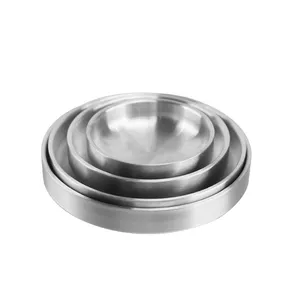 wholesale High quality stainless steel round food serving tray dinner plate for kitchen
