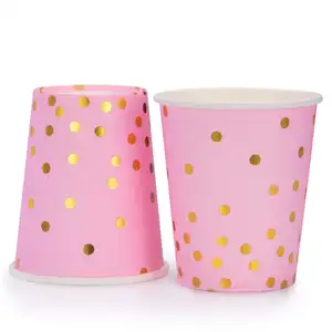 SP1061 8-9-10oz Recyclable Pink-Blue Dinnerware Wedding Party Supplies PLA Single-Double Wall Bulk Polka Dots Paper Cups