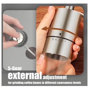 Molinillo de Café Manual Portátil Ecológico de Acero Inoxidable con 5 Ajustes Cónicos para un Molido Suave en Casa u Oficina - Product Image 3