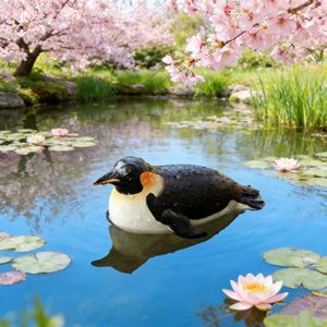 Gartendekoration: Simulierte schwimmende Pinguin-Ornamente aus Harz für Teiche und Pools im Außenbereich - Product Image 4
