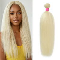 Extensions de cheveux humains vierges vietnamiens bruts, blond clair 613, texture Yaki doux et lisse, ou lisse crépu, en mèches