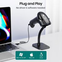 Escáner de Código de Barras con Soporte, USB, Cableado, Inventario, Escáneres de Códigos QR 2D y 1D para Computadora POS, Data Matrix Médica de la UE, GS-1 Databar