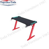 Bureau d'ordinateur PC en forme de Z RGB Led Lights Table de jeu de bureau d'ordinateur