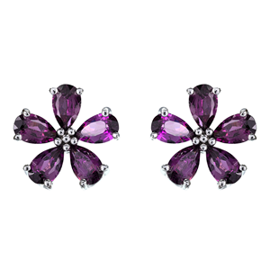 925 <b>Silver</b> Pyrope Flower <b>Stud</b> Earrings Charming Rhodium Plated Trendy Women's Engagement Wedding Party Birthday Gift Idea - Product Image 1