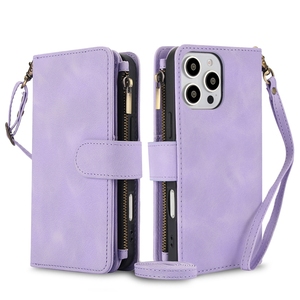Funda con cordón para iPhone 11/12 Pro/13 <span class=keywords><strong>Mini</strong></span>/14 Plus/15/16 Promax 9 ranuras para tarjetas Cartera Funda de cuero bolsa - Product Image 2