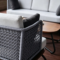 Canapé d'extérieur modulaire moderne en rotin, écologique, durable, imperméable, avec coussins à séchage rapide, pour hôtel, villa, jardin, cour