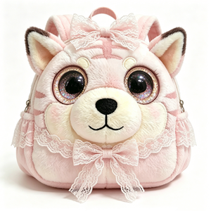 Porte-clés en peluche mini tigre personnalisé, rayé rose et blanc, avec paillettes, grands yeux, charme doux et moelleux, Halloween, unisexe, rembourré en coton PP - Product Image 6