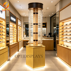 ชั้นวางแว่นกันแดดไม้แบบตั้งพื้นพร้อมไฟ LED สำหรับร้านแว่นตา - Product Image 2