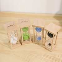 Nouveauté Sablier de 1, 3 ou 5 minutes avec cadre en bois multicolore en verre Logo de brossage des dents pour les cadeaux de décoration d'anniversaire de Noël