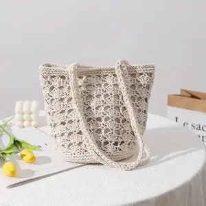 2023 Factory Sale Persönlichkeit Rattan Stroh Muschel Form Handtasche Schöne süße Bali Rattan Tasche hand gefertigte gewebte Luxus Rattan Beach Ha