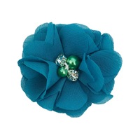 Fleurs de cheveux en tissu mousseline faites à la main, style doux avec perles à sequins au centre, vente en gros