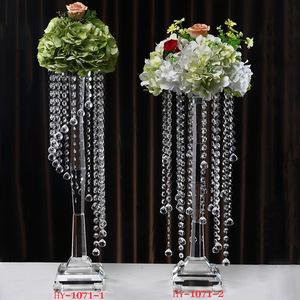 Porte-bougie de mariage en cristal de luxe, décoration de table de mariage, centre de table en cristal, support à fleurs en verre - Product Image 2