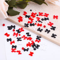 Kit DIY d'accessoires pour nail art, 500 pièces, assortiment international, 12 compartiments, avec rubans flottants, nœuds, perles et résine, thème Noël Blanc et Rouge