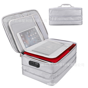 Fireproof <b>Document</b> Storage <b>Bag</b> Silver Gray Expandable For Home Office Use With Fire Resistant Protection - Product Image 4