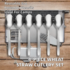 4 <b>Sets</b> Metal Portable Fork Spoons Knife Camping Reusable Dishwasher Safe <b>Lunch</b> Utensils <b>Set</b> Work Picnic Party - Product Image 2