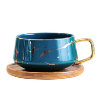 Ensemble de tasses à café en céramique à motif marbré scandinave moderne avec soucoupe, couvercle et cuillère, tasses à petit-déjeuner créatives pour la maison et les fêtes