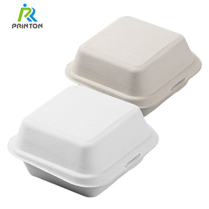 プリントン6in 100% 堆肥化可能生分解性テイクアウト食品Bagasse Clamshell容器 - Product Image 2