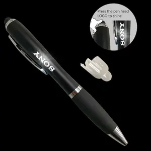 ปากกาสไตลัสพลาสติกสำหรับจอสัมผัส,ปากกาพลาสติกโฆษณามีไฟ Led หลากสีโลโก้ Lapiceros