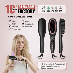 Cepillo Alisador de Cabello Eléctrico Profesional con Iones de Plasma, Calentamiento Rápido, Logotipo Personalizado para Negocios Mayoristas - Product Image 1