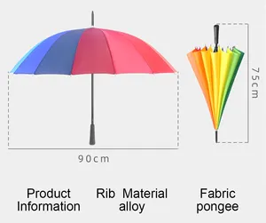 16 Rippen großer mehrfarbiger Regenbogen-Golfs chirm wind dichter Promotion-Logo-Golfs chirm benutzer definierte bunte