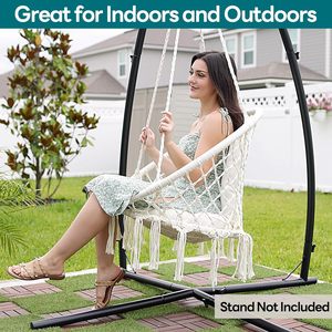 Sillón Colgante Tipo Cesta con Borlas, de Cuerda de Algodón, <span class=keywords><strong>para</strong></span> Balcón y Ocio, Silla Columpio Doméstica Suspendida - Product Image 6