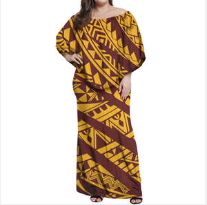 Robe féminine de luxe de style polynésien samoan, <span class=keywords><strong>tatouage</strong></span>, sur mesure à la demande, robe à volants, épaules dénudées, grande taille, robe pour <span class=keywords><strong>femme</strong></span> - Product Image 2