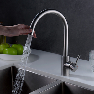 Robinet de <span class=keywords><strong>cuisine</strong></span> classique en acier inoxydable 304, à levier unique, monté sur le pont, finition nickel brossé, robinet de lavabo - Product Image 4