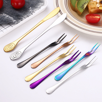 Tenedor de fruta ecológico personalizado, cuchillo de Metal de titanio, acero inoxidable, para ensalada y frutas, venta al por mayor
