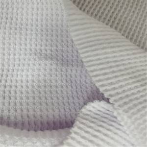 Tissu gaufré en coton blanc tricoté Tissu gaufré en coton personnalisé Tissu gaufré en coton Interlock - Product Image 5