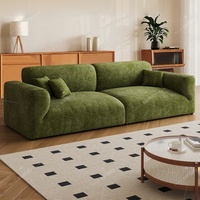 Canapé convertible rectangulaire de luxe moderne nordique beige pour salon, avec structure en bois massif et revêtement en tissu chenille suédé, 3-4 places