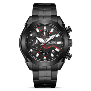 Reloj para hombre, esfera grande, cronógrafo, reloj de pulsera luminoso, resistente al agua, correa de acero, reloj de cuarzo - Product Image 3