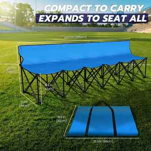 Portable Metal Folding <b>Bench</b> <b>Seat</b> 6 Seater Collapsible 150Kg Capacity School Outdoor Furniture With Carrying Bag - Product Image 2