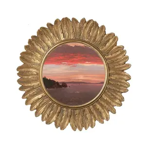 12 "rond tournesol Style rétro cadre photo miroir cadre suspendu mur cadre photo pour la décoration intérieure