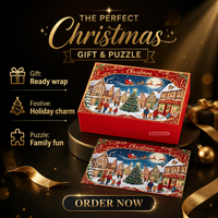 Puzzle de Noël en carton, jouet DIY avec boîte, impression couleur intégrale, cadeau de Noël
