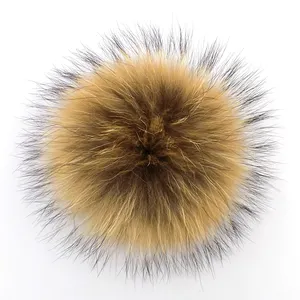 Bola de piel de mapache natural, pompón de pelo real, promoción