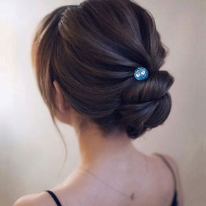 Pince à cheveux chinoise en spirale noire à tête ronde avec perle, pour chignon, outil de coiffure - Product Image 2