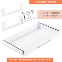Tiroir de rangement pour crayons sous le bureau JH-Mech, 21 pouces, blanc, facile à installer avec supports réglables, tiroir en métal sous le bureau