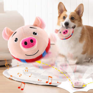 Electronic Pet Plush <b>Toy</b> Dog Squeaky Pet Bouncing Balls Vocal <b>Toy</b> USB Rechargeable Cartoon <b>Pig</b> Interactive Dog <b>Toy</b> - Product Image 6