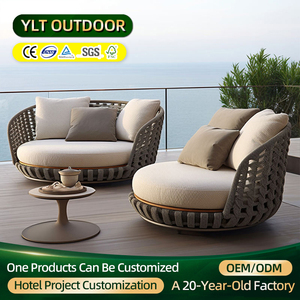 Meubles d'extérieur en corde tissée moderne de haute qualité tissu d'osier de luxe canapé en rotin PE fabricant d'<span class=keywords><strong>ensemble</strong></span> de jardin Villa pastorale - Product Image 1