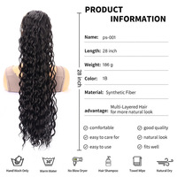 Queue de cheval synthétique bouclée crépue de 28 pouces avec cordon de serrage # Extensions de cheveux pour femmes, aspect naturel 1B, mat, résistantes à la chaleur, pour un usage quotidien