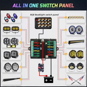 Offroad Auto Vrachtwagen Auxility Lights 24V 12V Off-Road Dimbare Rgb 8 Bende Schakelpaneel Met Circuit Control Box - Product Image 4