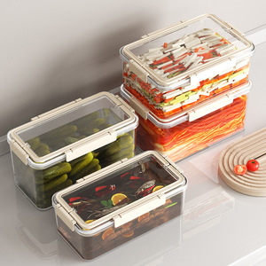 <b>Refrigerator</b> Storage Boxes Food Grade Rectangle Clip On Lid Airtight <b>Containers</b> For Vegetables And Kimchi Preservation - Product Image 2