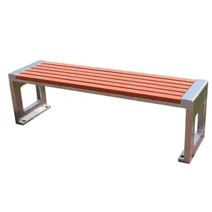 Özelleştirilebilir paslanmaz çelik kapalı açık Park bankı bekleyen sandalye ahşap bahçe bankı toptan