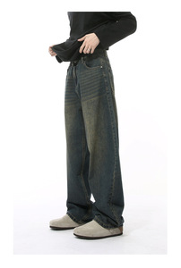 Consegna Rapida Jeans Americani Retrò Camo Scimitar a Vita Alta per Uomo e Unisex, Design Invertito, Gamba Larga - Product Image 5