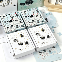 Boîtes d'expédition rigides miniatures mignonnes en forme de chat noir, design avion de dessin animé Kawaii pour cartes à collectionner, autocollants, petits emballages cadeaux